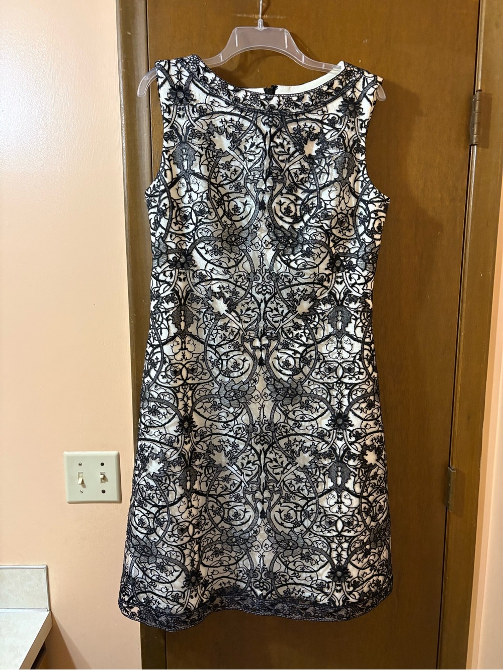 Tadashi Shoji Black Lace Overlay Sleeveless Dress